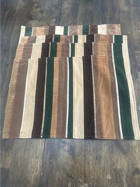 Striped Cotton Table Placemat Set - Green, Brown & Cream